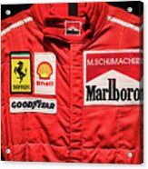 Michael Schumacher Formula F1 Racing Suit Acrylic Print