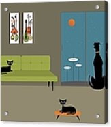 Mid Century Dog Spies Space Pods Acrylic Print