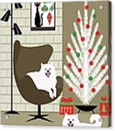Mid Century Holiday Room With Two White Dogs Acrylic Print