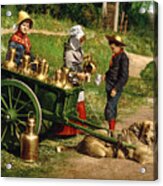 Milk Sellers - Brussels Belgium - Circa 1890 Photochrom Acrylic Print