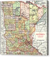 Minnesota Antique Vintage Map 1904 Acrylic Print
