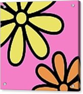 Mod Flowers 3 On Pink Acrylic Print