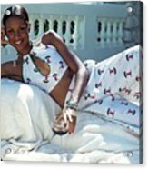 Model Beverly Johnson Wearing Arpeja Acrylic Print