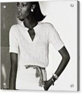 Model Iman In A Pierre Cardin Pullover And Skirt Acrylic Print