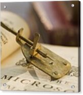 Model Of Leeuwenhoek Microscope On Book Acrylic Print