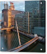 Modern Office Building In The Canary Wharf Financial Centre In The Evening. London United Kingdom Acrylic Print