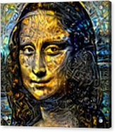 Mona Lisa By Leonardo Da Vinci - Golden Night Design Acrylic Print