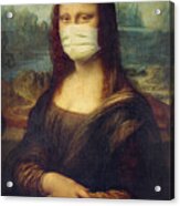 Mona Lisa Wearing A Mask Acrylic Print