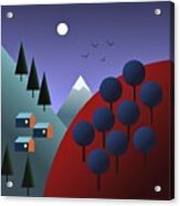 Moonlit Mountainscape Acrylic Print