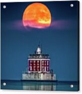 Moonrise At Ledge Light Acrylic Print