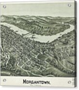 Morgantown West Virginia Vintage Map Birds Eye View 1897 Acrylic Print