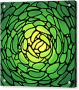 Mosaic Flower Art - Green Petals - Sharon Cummings Acrylic Print