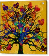 Motivational Tree Of Hope With Yellow Background Acrylic Print