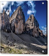 Mountain Formation Tre Cime Di Lavaredo In The Dolomites Of South Tirol In Italy Acrylic Print