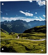 Mountain Pass And High Alpine Road In National Park Hohe Tauern With Mountain Peak Grossglockner Acrylic Print