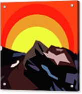 Mountain Sunset Glowing Design Acrylic Print