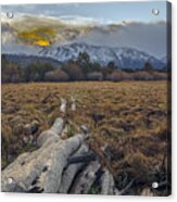Cloud Shrouded Mt. Tallac, Desolation Wilderness, California, U.s.a., Autumn Sunset Acrylic Print