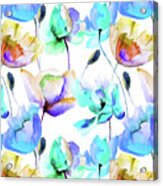Multi Color Poppies And Tulips Watercolor Pattern Acrylic Print