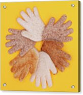 Multicultural Hands Circle Concept Made From Bread Acrylic Print