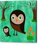 Mum And Baby Owl Acrylic Print