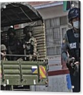 Myanmar Armed Forces Prepare To Crakcdown The Anti-coup Protests Acrylic Print