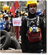 Myanmar People Protest Against The Military Dictatorship Acrylic Print