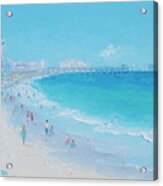 Myrtle Beach And Springmaid Pier, Beach Impression Acrylic Print