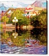 Myrtle Beach Pavilion Park Reflection Painterly Acrylic Print