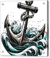 Nautical Retro Ship Anchor Acrylic Print