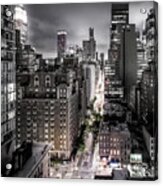 New York City At Night From The Rooftops - Color Splash Acrylic Print