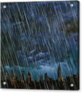 New York City Skyline Rain Storm Acrylic Print