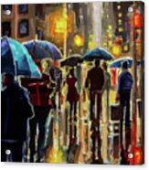 New York Nights In The Rain Acrylic Print