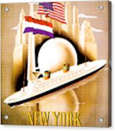 New York Wereldtentoonstelling Excursies Per Holland Amerika Lijn Poster 1938 Acrylic Print