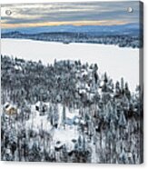 Newark Pond Vermont Panorama - December 2021 Acrylic Print