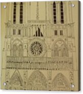 Notre Dame Ink Drawing Acrylic Print