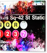 Nyc Watercolor Collection - Times Sq-42 St Station Acrylic Print