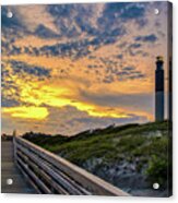 Oak Island Lighthouse Sunset Acrylic Print