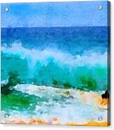 Ocean Wave Watercolor Acrylic Print