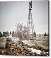 Old Root Cellar And Windmill Acrylic Print