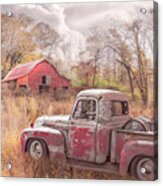 Old Rusty Truck Along The Autumn Backroads In Country Colors Acrylic Print
