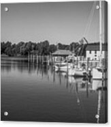 Onancock Wharf In Black And White Acrylic Print