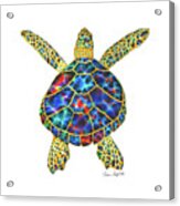 Opal  Sea Turtle White Background Acrylic Print