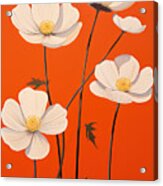 Orange Modern Flowers Art Acrylic Print