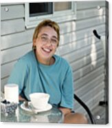 Outdoors Breakfast For Millennial Woman In Country. Acrylic Print
