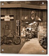 Outside The Old Motorcycle Shop - Spia Acrylic Print