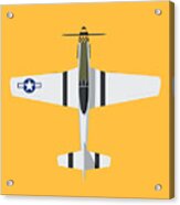 P-51 Mustang Fighter Aircraft - Yellow Acrylic Print