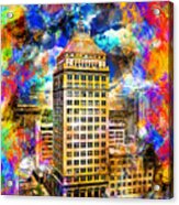 Pacific Southwest Building In Fresno - Colorful Painting Acrylic Print