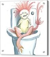 Painting Axolotl In The Bathroom Dinosaur Paintin Acrylic Print