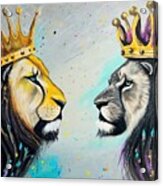 Painting King Queen Lion And Lioness Wild Lion An Acrylic Print