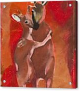 Painting Reunion 1 Red Deer Animal Illustration N Acrylic Print